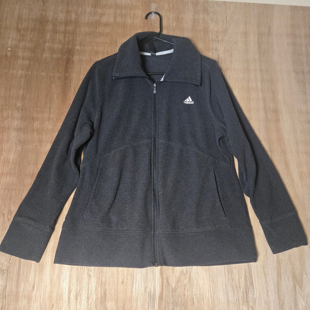 Adidas Golf Women's XL Heather Charcoal Gray Fleece Full Zip Jacket